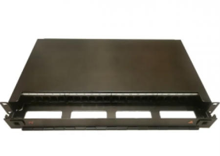 LANmark-OF 24 Ports Sliding Patch Panel, Snap-In Module, integrated Cable Manager, 1U, Black, Aginod