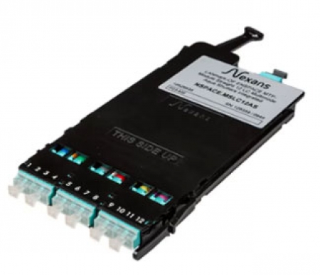 LANmark-OF Ultra Low Loss ENSPACE MTP-Module Straight 12 LC Multimode Aqua Shutters Integrated